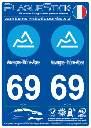 69 -Auvergne-Rhône-Alpes PlaqueStick