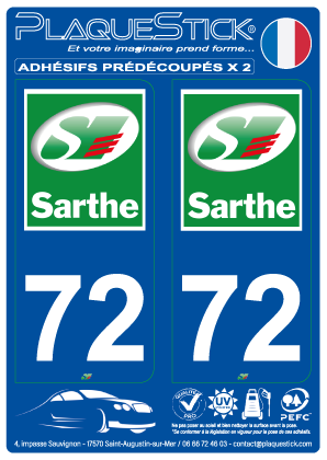 72 -La Sarthe PlaqueStick
