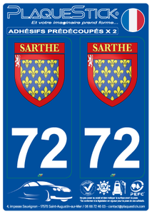 72 -La Sarthe "Blason" PlaqueStick