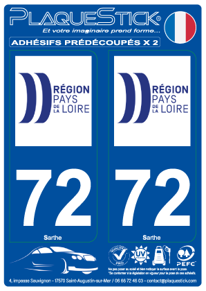 72 -Pays-de-la-Loire PlaqueStick