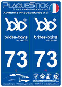 73 -Brides-les-Bains "Blanc" PlaqueStick