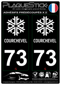 73 -Courchevel "Blanc" Fond noir PlaqueStick