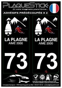 73 -La Plagne "Aime" Fond noir PlaqueStick
