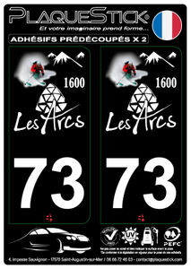73 -Les Arcs "1600" Fond noir PlaqueStick