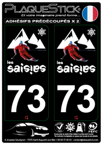 73 -Les Saisies "Fond noir" PlaqueStick