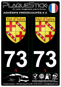73 -Val-d'Isère "Blason" Fond noir PlaqueStick