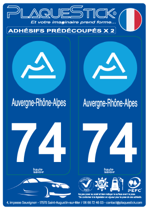 74 -Auvergne-Rhône-Alpes PlaqueStick