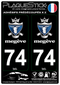 74 -Megève "Fond noir" PlaqueStick