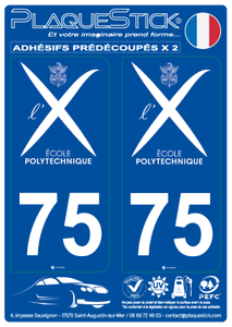 75 -L'École Polytechnique " X" Blanc PlaqueStick