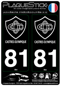 81 -Castres "Olympique" Fond noir PlaqueStick