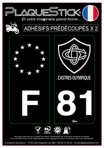 81 -Castres "Olympique" Moto, Fond noir PlaqueStick