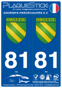 81 -Orgueil "Blason" PlaqueStick