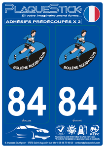 84 -Bollène "Rugby Club" PlaqueStick
