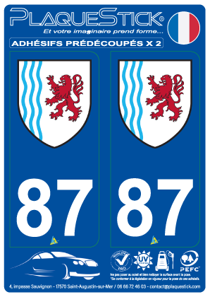 87 -Nouvelle-Aquitaine PlaqueStick
