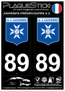 89 -Auxerre "AJ" Fond noir PlaqueStick