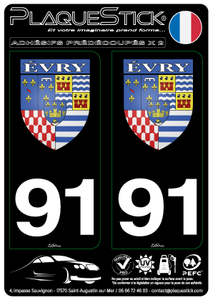 91 -Évry "Blason" Fond noir PlaqueStick