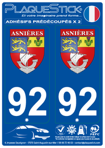 92 -Asnières-sur-Seine "Blason" PlaqueStick