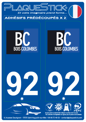 92 -Bois-Colombes PlaqueStick