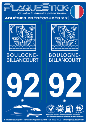 92 -Boulogne-Billancourt PlaqueStick