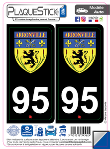 95 -Arronville "Blason" Fond noir PlaqueStick