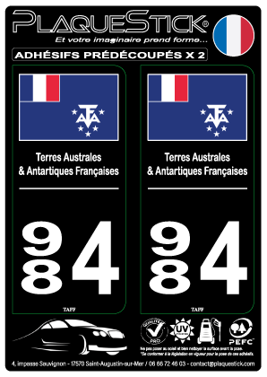 984 -Terres Australes-&-Antarctiques Françaises -Fond noir PlaqueStick