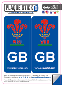 103 -Pays-de-Galles "Wales" WRU PlaqueStick