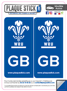 103 -Pays de Galles "Walles" WRU white PlaqueStick
