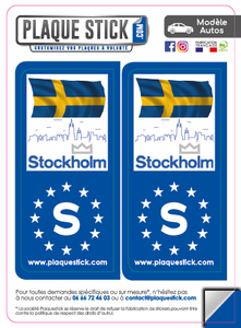 123 -Suède "Sverige" -Stockholm PlaqueStick