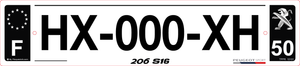 50 -Plaque immatriculation "Peugeot Sport 206 S16" Fond noir PlaqueStick