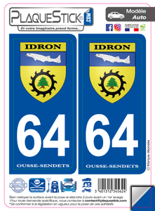 64 -Idron-Ousse-Sendets "Blason" PlaqueStick