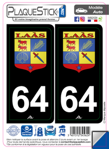 64 -Laàs "Blason" Fond noir PlaqueStick