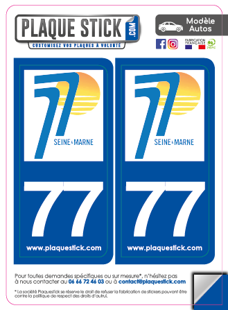 77 -Département de la Seine-&-Marne PlaqueStick