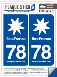 78 -Île-de-France "Blanc" PlaqueStick