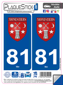 81 -Monestiers "Blason" PlaqueStick