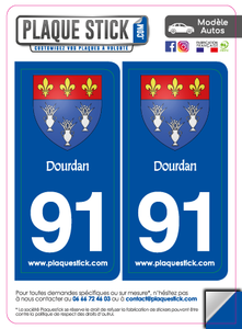 91 -Dourdan "Blason" PlaqueStick