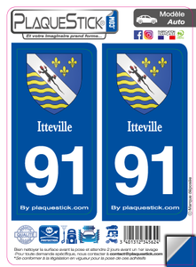 91 -Itteville "Blason" PlaqueStick