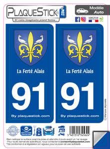 91 -La Ferté-Alais "Blason" PlaqueStick