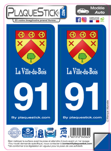 91 -La Ville-du-Bois "Blason" PlaqueStick
