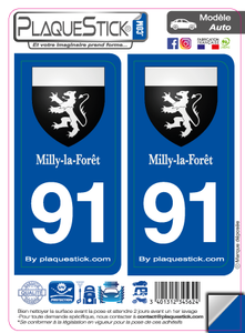 91 -Milly-la-Forêt "Blason" PlaqueStick