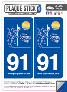 91 -Savigny-sur-Orge "Blanc" PlaqueStick