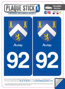 92 -Avray "Blason" PlaqueStick
