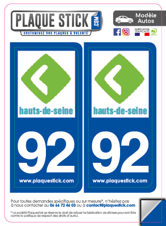 92 -Hauts-de-Seine PlaqueStick