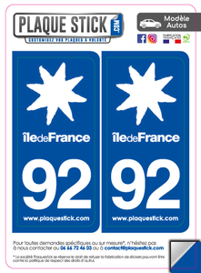 92 -Île-de-France "Blanc" PlaqueStick