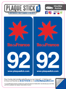 92 -Île-de-France "Sans fond" PlaqueStick