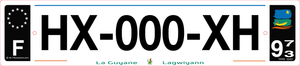 973 -Plaque immatriculation "La Guyane" Fond noir PlaqueStick