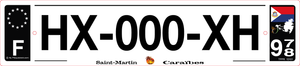 978 -Plaque immatriculation "Saint-Martin" Fond noir PlaqueStick