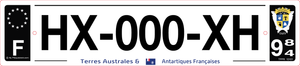 984 -Plaque immatriculation "Terres Australes et Antartiques Françaises" Fond noir PlaqueStick