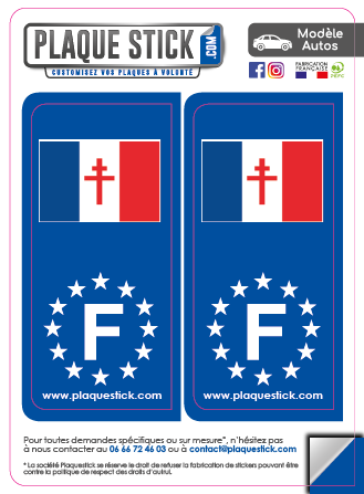 Drapeau Français à La Croix de Lorraine PlaqueStick