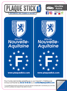 Région Nouvelle-Aquitaine "Blanc" gauche PlaqueStick